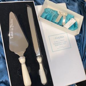 Wedding set bundle!! Wedding cake serving set and garter belt